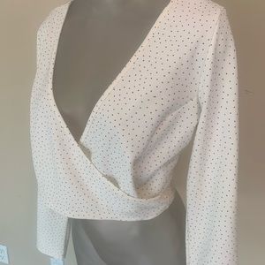 NWT Polkadot wrap shirt top size medium. Long sleeves